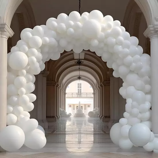 130PCS White Balloons Different Sizes 18" 12" 10" 5" Balloon Garland Arch Kit Pe