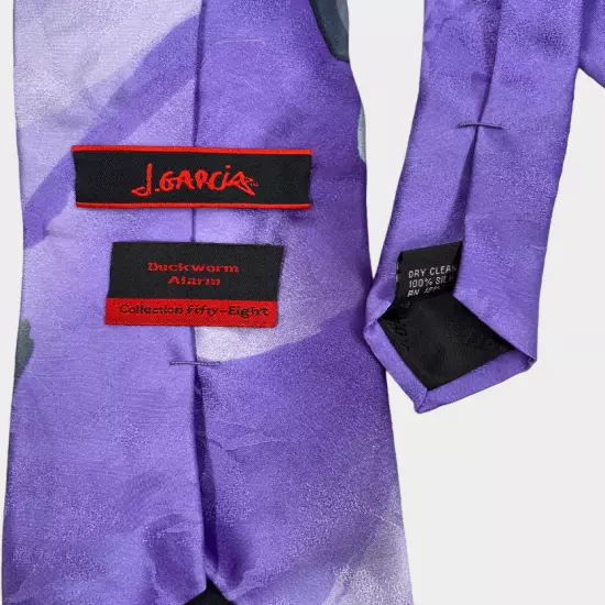 J. Garcia Collection Fifty-Eight Duckworm Alarm Purple Silk Tie Necktie 3" x 56"