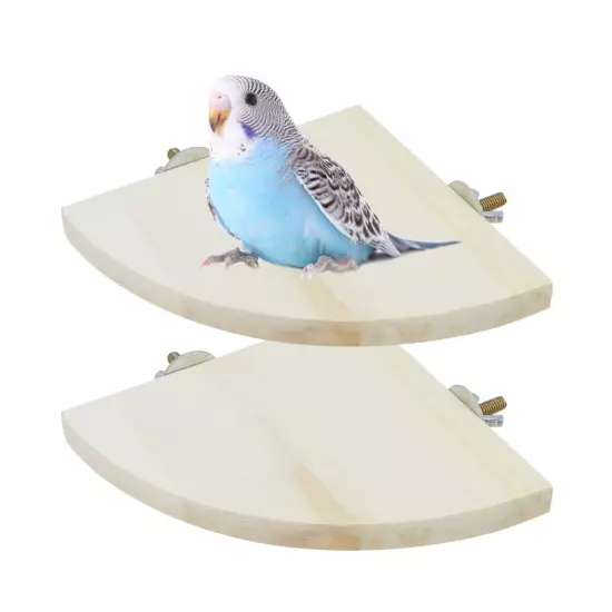 Bird Perch Stand 2 Pack Wooden Platform Corner Ledge for Budgies S (5.1x5.1)