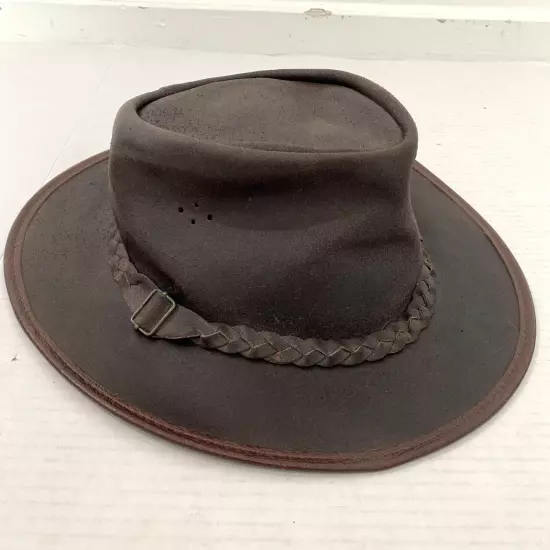 Overlander Outback Brown Leather Cowboy Hat Made in Australia Branded Men’s XL