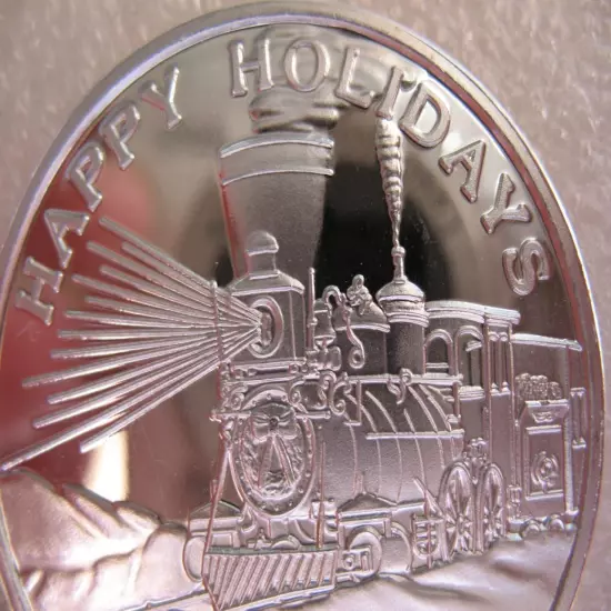 1-OZ BEAUTIFUL POLAR EXPRESS CHRISTMAS TRAIN NO DATE .999 SILVER COIN + GOLD