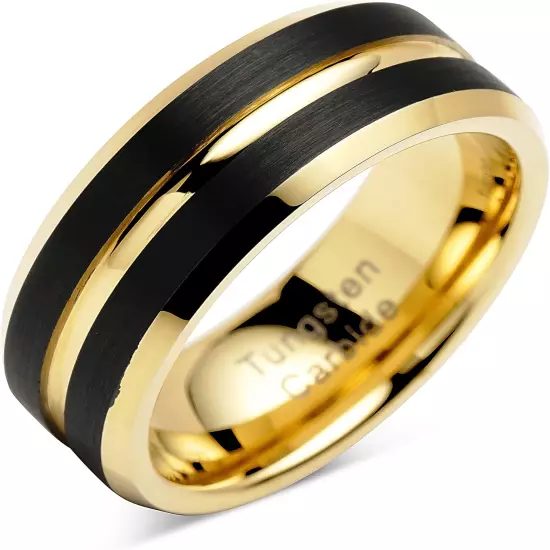 Engraved Personalized Tungsten Rings for Men'S Wedding Bands Black Matte Gold Gr