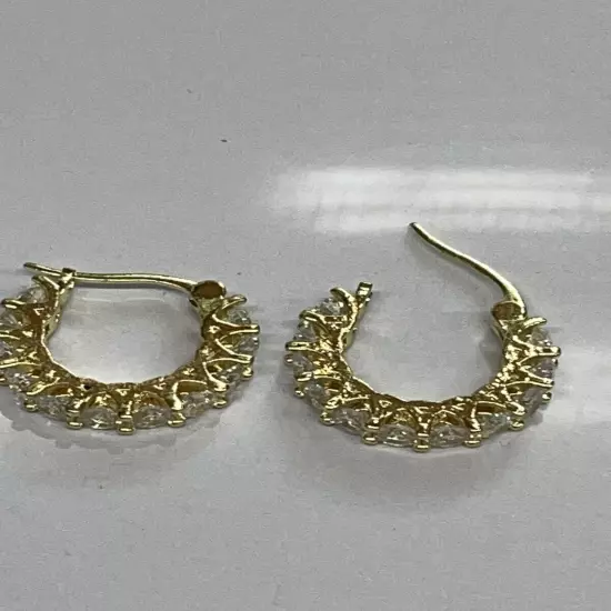 Gold Round Hoop CUBIC ZIRCONIA EARRINGS Dangle Fashion Jewelry New 20% OFF