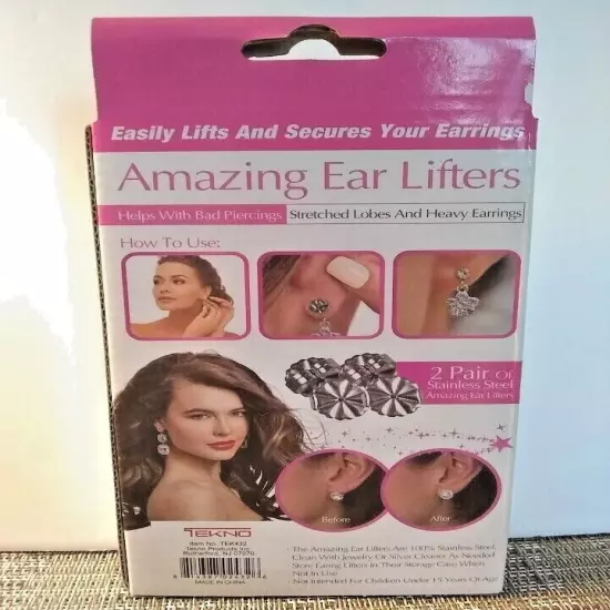 Amazing Ear Lifters 2 Pairs Stainless Steel Includes Storage Case