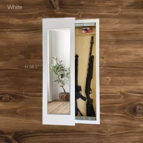 Mirror Safe, In-wall gun safe concealment cabinet rifle pistol storage - White