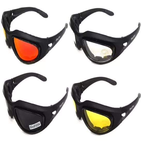 Air Soft Combat Tactical Military Ballistic Shooting Safety Glasses 4 Lens