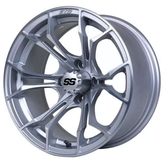 GTW Spyder 15x7 Machined/Matte Silver Golf Cart Wheel | 3:4 Offset | 4x4 Bolt