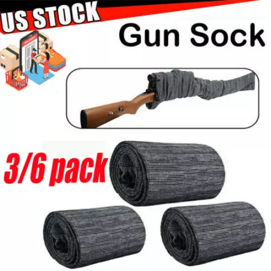 3/6 PACK Silicone Treated Cover Gun Sock Protection Storge Sleeve Up To 55" Gray