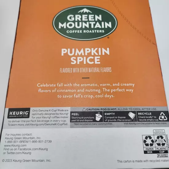 Set of 3 Green Mountain Pumpkin Spice Coffee 24ct K-Cups Light Roast