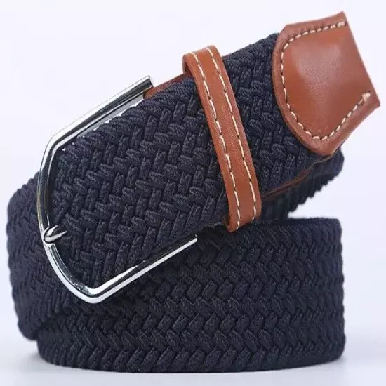 Mens Womens Belt Unisex Braided Elastic Stretch Fabric Enduring Woven Many Sizes