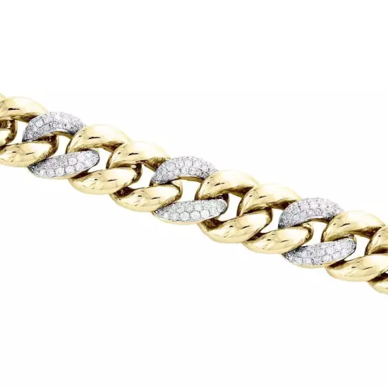 Miami Cuban Diamond Bracelet Men's 14K Yellow Gold Plated 8.5" Round Lab Created