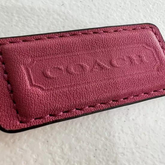 COACH Fushia Pink Leather 2.5" KEY FOB BAG CHARM KEYCHAIN Embossed Tag Handtag