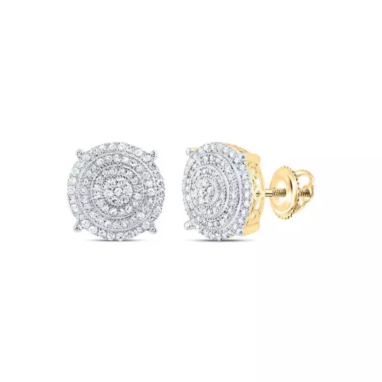 10K Yellow Gold Round Diamond Cluster Round Stud Earrings 1/2 CT.