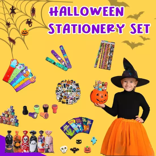 436 Pcs 24 Pack Assorted Halloween Stationery Set, Party Favors... 