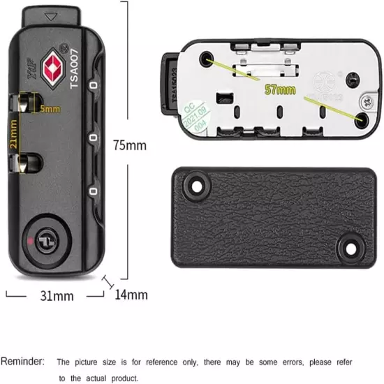 TSA007 Padlock Luggage Travel Lock and 3 Digits Self-Setting a Variety of Differ