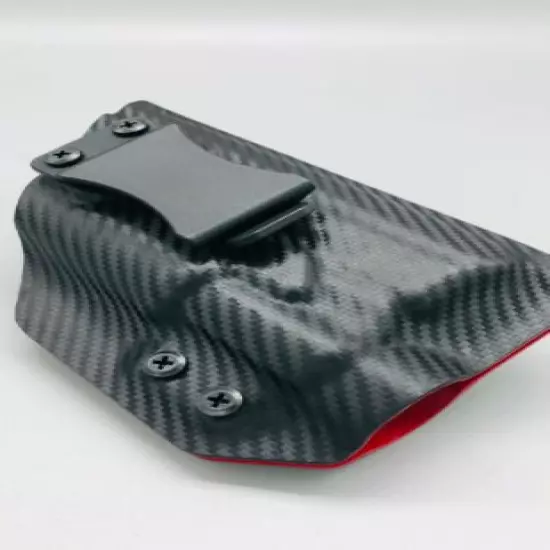 Fits a Glock 41 w/ TLR1 Light - Black Carbon Fiber & Red Kydex IWB Holster USA