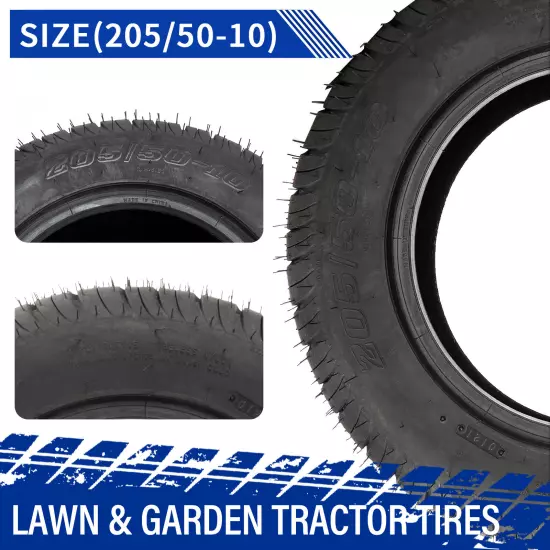 2pcs 205/50-10 Street & Turf Golf Cart Tires 4 Ply Tubeless Rim Width: 7.0"