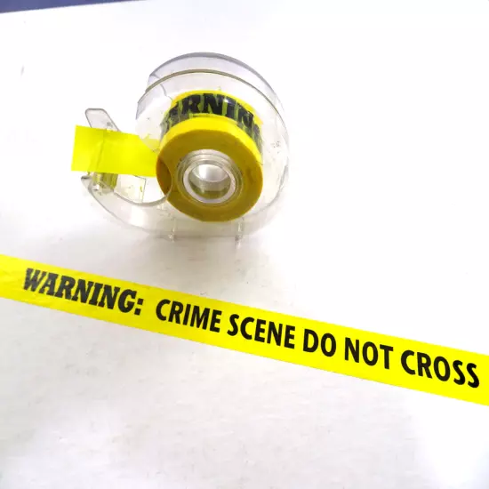 HALLOWEEN PROP Sticky Tape Roll Dispenser of DANGER: Crime Scene Do Not Cross