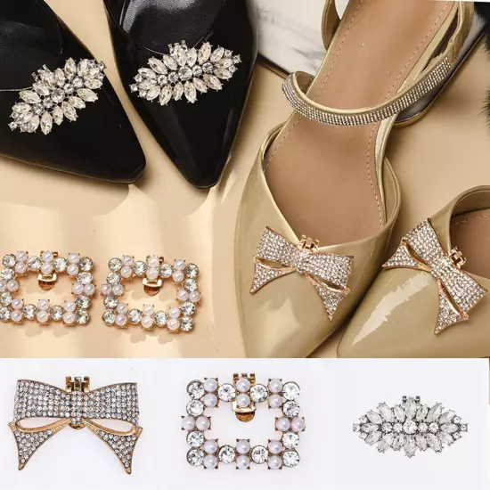 Crystal Shiny Decorative Clips Shoes Decorations Charm Buckle Shoe Clips