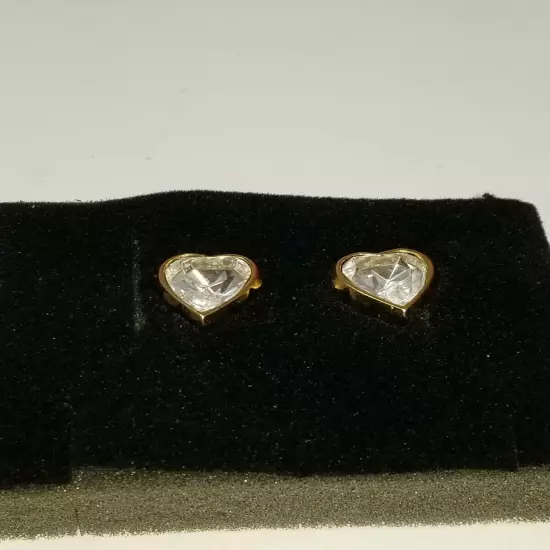 Vintage Avon True To The Heart Clear Earrings W/ Surgical Steel Posts 1992 