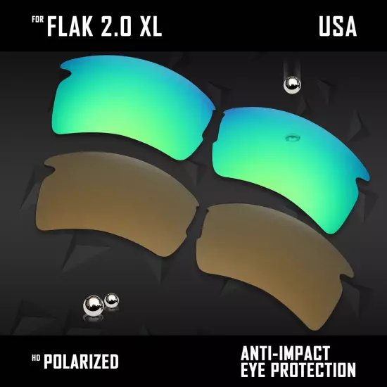 Anti Scratch Polarized Replacement Lenses for-Oakley Flak 2.0 XL OO9188 Options