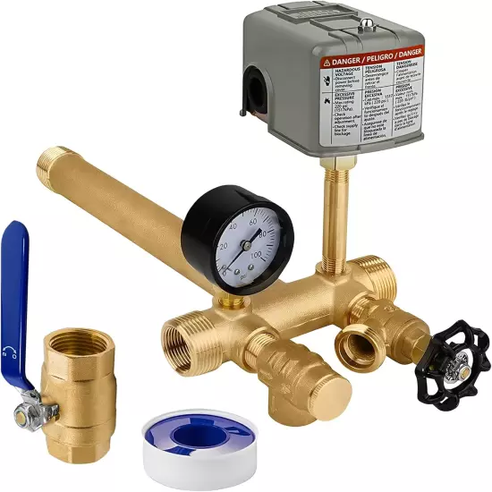 Pressure Tank Tee - 40-60Psi Water Pressure Tank Installation Kit with Well Pres