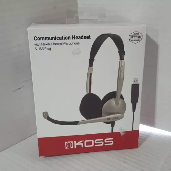 KOSS-HEADPHONES CS100 USB COMM HEADSET W/ MIC USB 8FT VOL