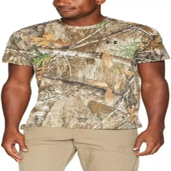 UNDER ARMOUR UA Scent Control Camo Short Sleeve Shirt Realtree Edge M MD 1343240