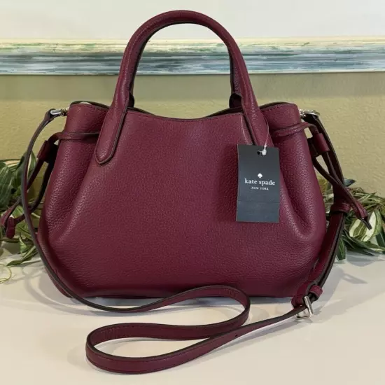 KATE SPADE DUMPLING SMALL SATCHEL CROSSBODY BAG PURSE BLACKBERRY MERLOT LEATHER