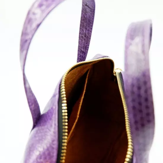 New Purple Genuine Sea Snake Leather Skin Women Shoulder Handbag Purse.