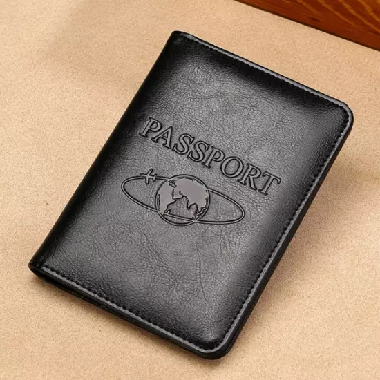 TP-8296 Multi-functional RFID Leather Travel Passport Holder(Black)