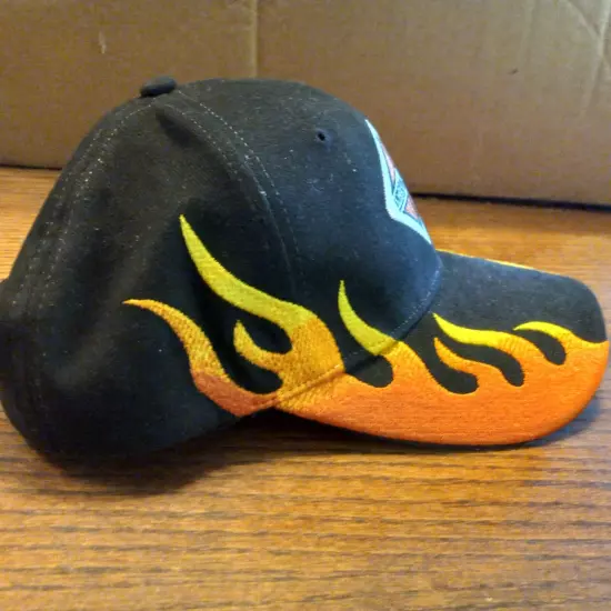 Vintage International Flames Snapback Trucker Black Orange Adjustable