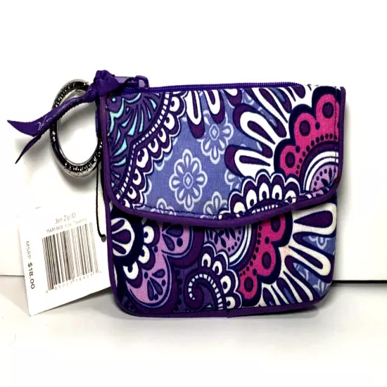 Vera Bradley Lilac Tapestry Jen Zip ID Case ONLY Wallet Key Ring #15681-669