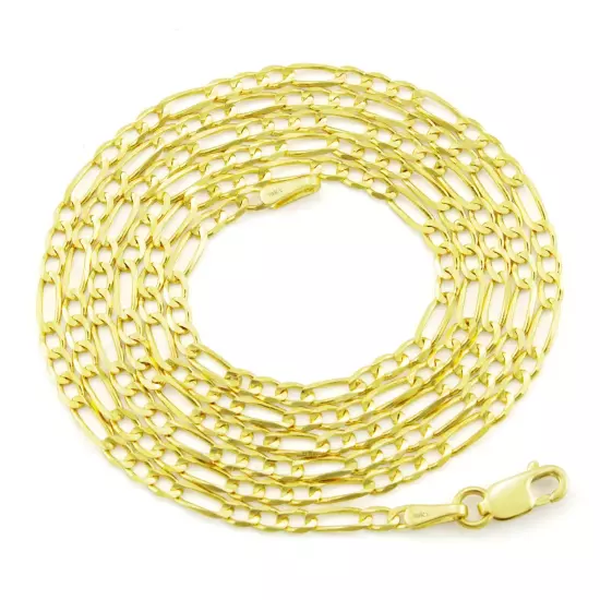 14K Yellow Gold 2mm-7.5mm Figaro Link Chain Necklace Bracelet Men Women 7"- 30"