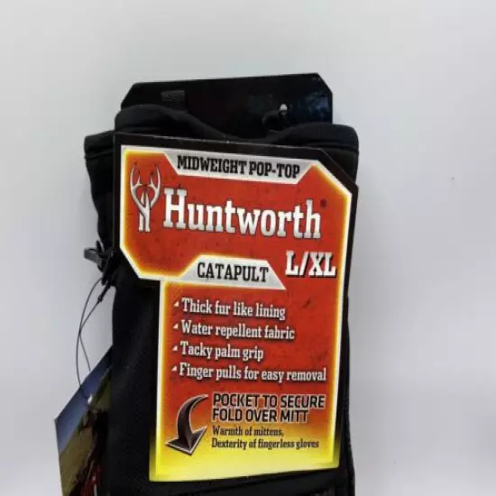 Huntworth Catapult L/XL Midweight Pop-Top Hunting Gloves Thick-Fur Like Lining