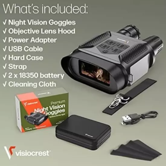 Visiocrest Premium Night Vision Goggles N-7X31/1080-BL |8X Zoom 64GB Memory Card