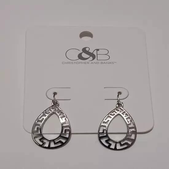 Christopher & Banks Dangle Drop Silverstone Pierced Earrings #A18