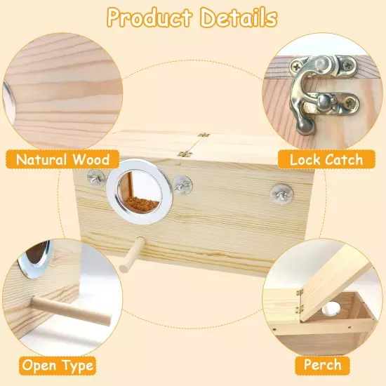 Natural Wood Parakeet Nesting Box Budgie Breeding Box Acrylic Bird Nest for C...