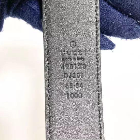 GUCCI GG Marmont Belt Leather Gold Black