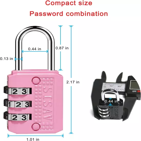 3-Digit Combination Lock – Pink Gym, Outdoor Padlock for School Lockers & Tool