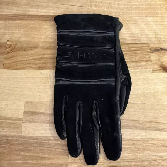 Women's Harley Davidson HD Leather Gloves SZ SMALL Black Suede & Smooth Logo