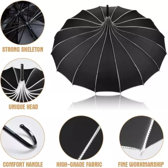 Pagoda Peak Old-Fashionable Ingenuity Umbrella Parasol (Black)