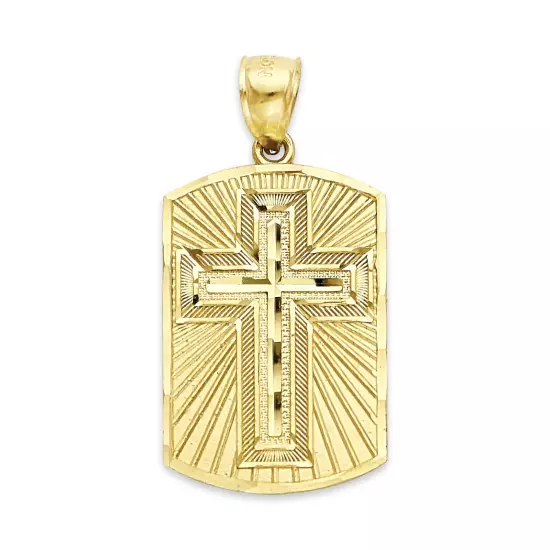 Solid Gold Cross Medallion with Padre Nuestro Prayer written - 10k or 14k