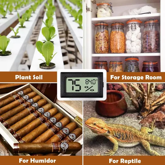 Reptile Thermometer and Humidity Gauge,2PCS Digital Adhesive Reptile Hydromet...