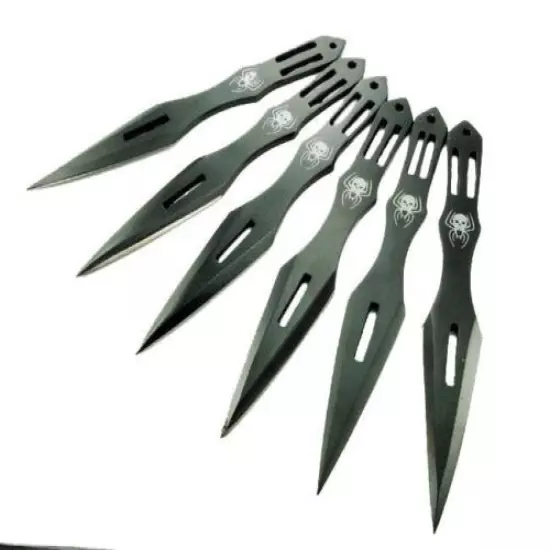 12pc SET Naruto Kunai 5.5" Black THROWING KNIVES Ninja Knife Dagger w/Sheath