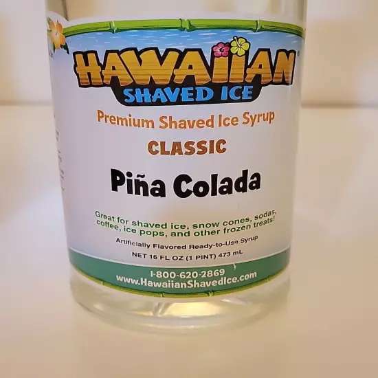 Hawaiian Shaved Ice Syrup Banana Piña Colada Cotton Candy 16 Oz. 3 Bottles