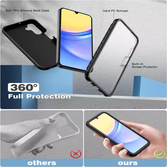 for Samsung Galaxy A15-5G Case: Phone Case with Built-In Screen Protector Protec