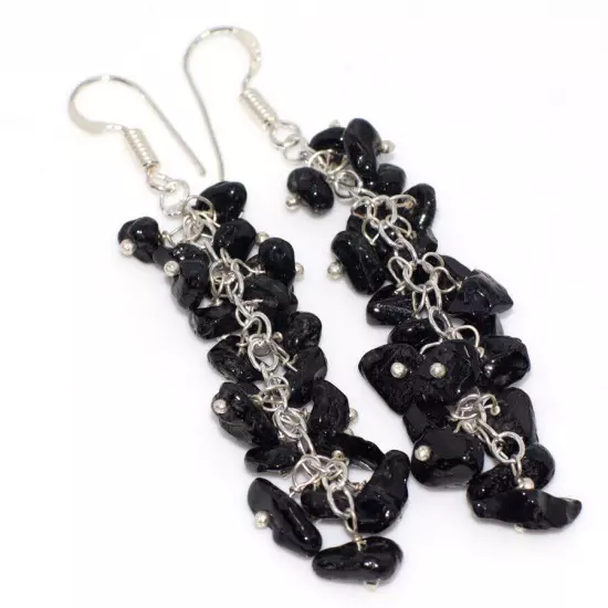 Natural Gemstone Beaded Grapes Cluster Drop & Dangle Earrings Size 2-3"