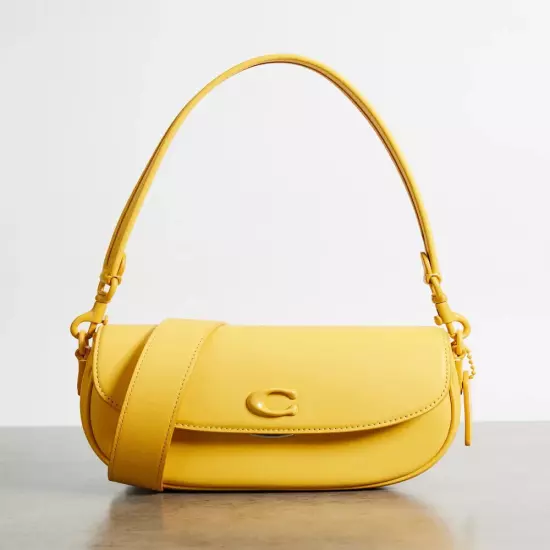 Coach Emmy Saddle Bag 23 - Glovetanned Leather/Silver/Canary ( Origin $395 )