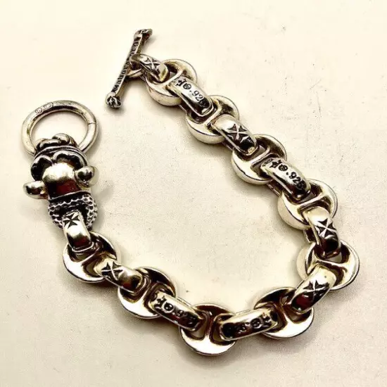 C'est Magnifique Vintage Silver Single Dog Biker Heavy BRACELET 96g